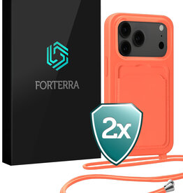 Forterra Forterra iPhone 17 Pro Hoesje Pashouder met Koord - Papaya - 2 PACK