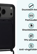 Forterra Forterra iPhone 17 Pro Hoesje Pashouder met Koord - Zwart - 2 PACK