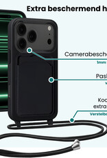 Forterra Forterra iPhone 17 Pro Hoesje Pashouder met Koord Met Screenprotector - Zwart