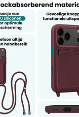 Forterra Forterra iPhone 17 Pro Max Hoesje Pashouder met Koord - Aubergine - 2 PACK
