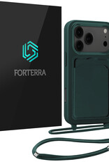 Forterra Forterra iPhone 17 Pro Max Hoesje Pashouder met Koord - Donkergroen