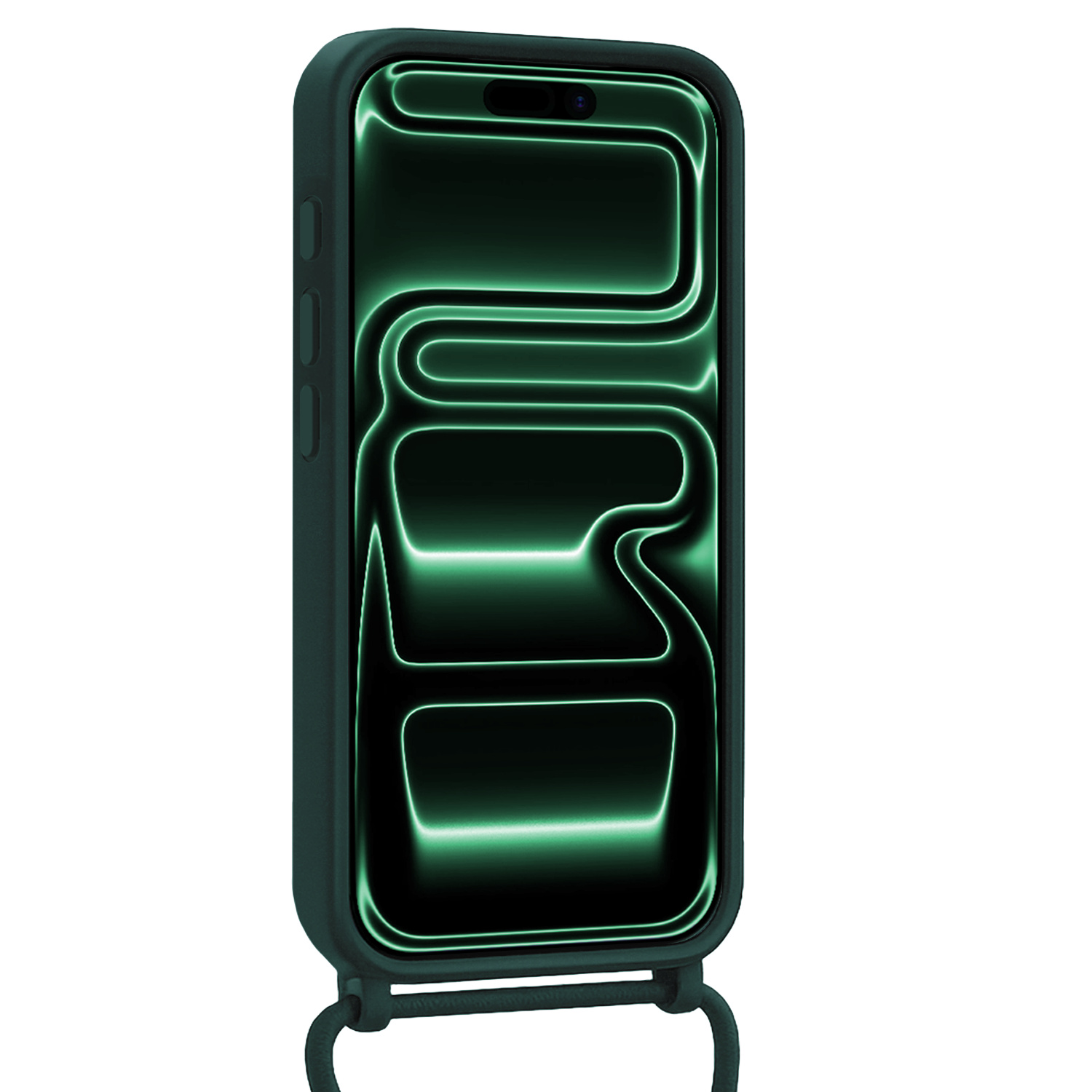 Forterra Forterra iPhone 17 Pro Max Hoesje Pashouder met Koord - Donkergroen