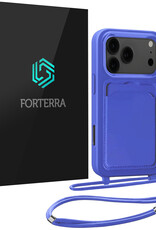 Forterra Forterra iPhone 17 Pro Max Hoesje Pashouder met Koord - Fel Blauw