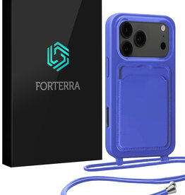 Forterra Forterra iPhone 17 Pro Max Hoesje Pashouder met Koord - Fel Blauw