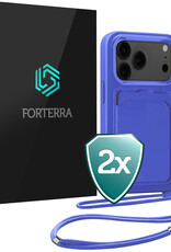 Forterra Forterra iPhone 17 Pro Max Hoesje Pashouder met Koord - Fel Blauw - 2 PACK