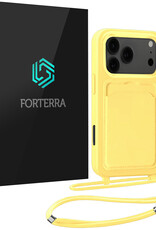 Forterra Forterra iPhone 17 Pro Max Hoesje Pashouder met Koord - Geel