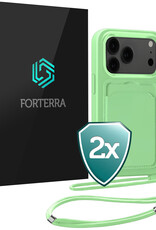 Forterra Forterra iPhone 17 Pro Max Hoesje Pashouder met Koord - Groen - 2 PACK