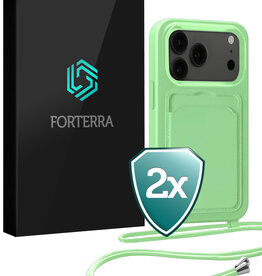Forterra Forterra iPhone 17 Pro Max Hoesje Pashouder met Koord - Groen - 2 PACK