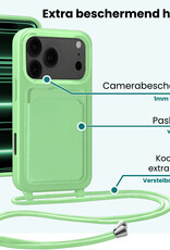 Forterra Forterra iPhone 17 Pro Max Hoesje Pashouder met Koord Met Screenprotector - Groen