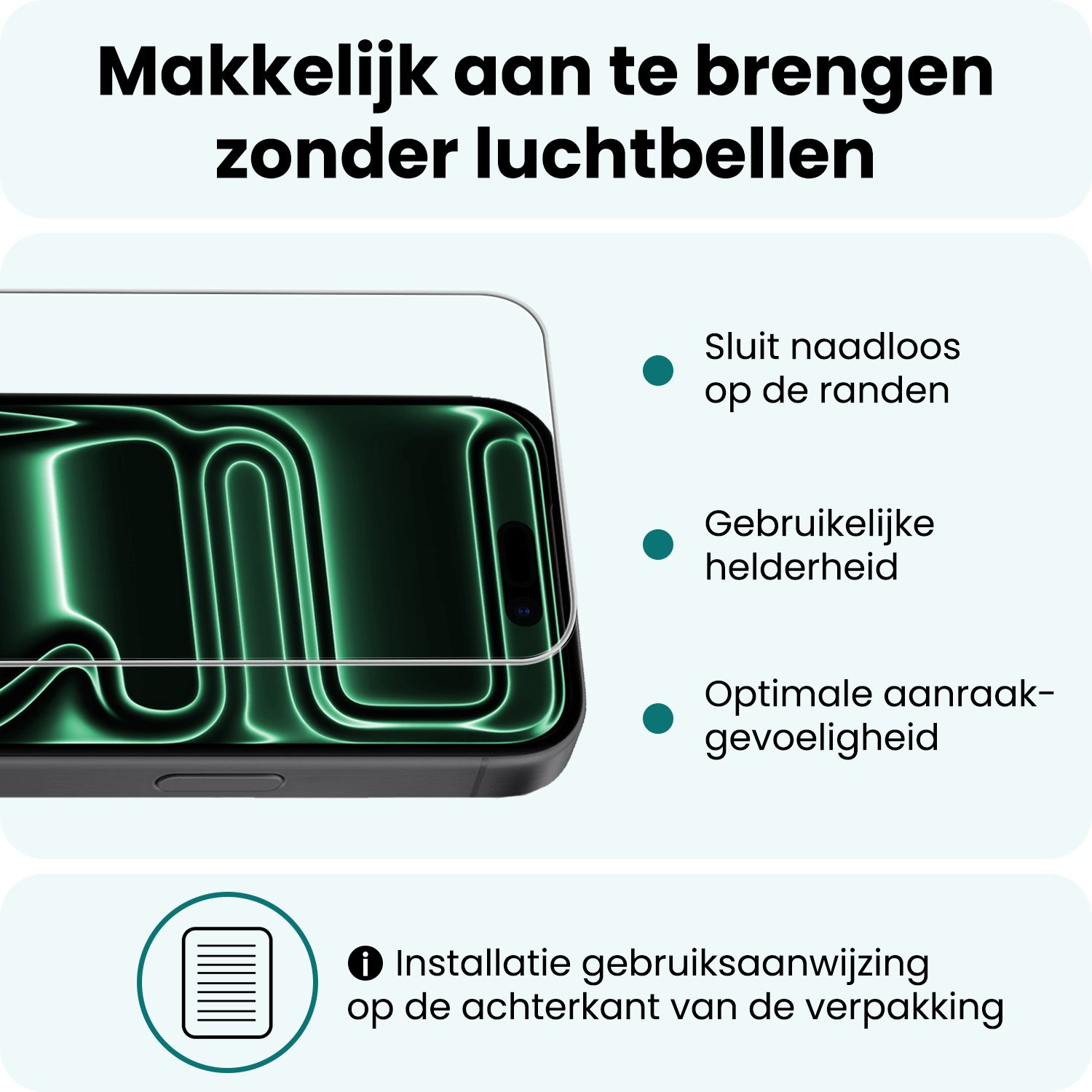 Forterra Forterra iPhone 17 Pro Max Hoesje Pashouder met Koord Met Screenprotector - Groen