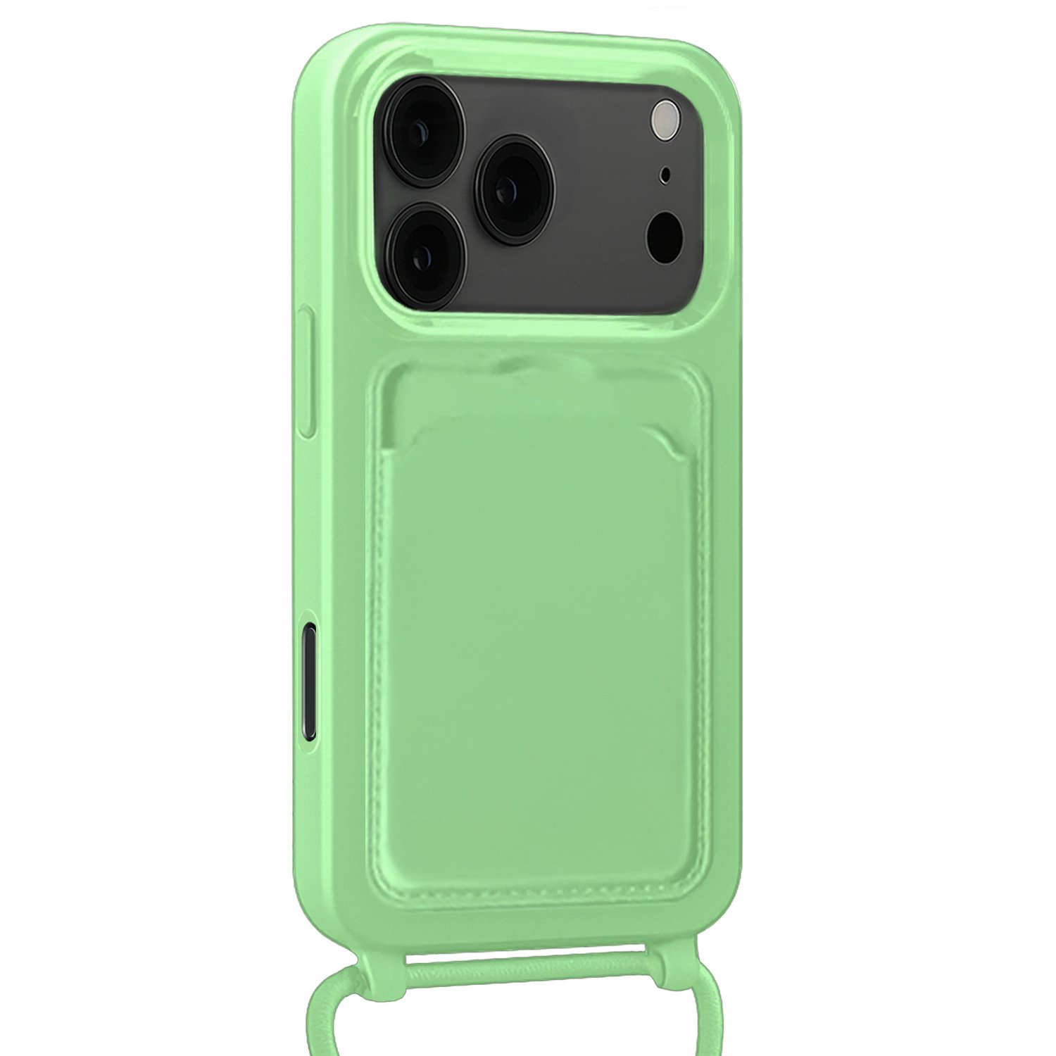 Forterra Forterra iPhone 17 Pro Max Hoesje Pashouder met Koord Met Screenprotector - Groen