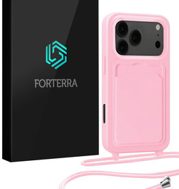 Forterra Forterra iPhone 17 Pro Max Hoesje Pashouder met Koord - Lichtroze