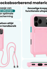 Forterra Forterra iPhone 17 Pro Max Hoesje Pashouder met Koord - Lichtroze