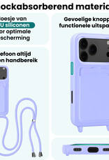 Forterra Forterra iPhone 17 Pro Max Hoesje Pashouder met Koord - Lila