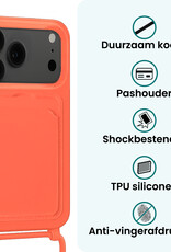 Forterra Forterra iPhone 17 Pro Max Hoesje Pashouder met Koord Met 2x Screenprotector - Papaya