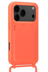 Forterra Forterra iPhone 17 Pro Max Hoesje Pashouder met Koord Met 2x Screenprotector - Papaya