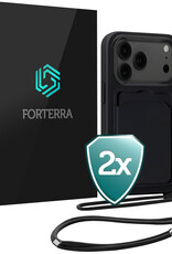 Forterra Forterra iPhone 17 Pro Max Hoesje Pashouder met Koord - Zwart - 2 PACK