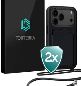 Forterra Forterra iPhone 17 Pro Max Hoesje Pashouder met Koord - Zwart - 2 PACK