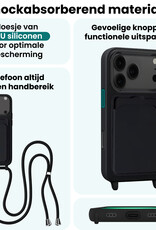 Forterra Forterra iPhone 17 Pro Max Hoesje Pashouder met Koord Met 2x Screenprotector - Zwart