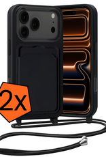 Nomfy Nomfy iPhone 17 Pro Max Hoesje Pashouder met Koord - Zwart - 2 PACK