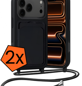 Nomfy Nomfy iPhone 17 Pro Max Hoesje Pashouder met Koord - Zwart - 2 PACK
