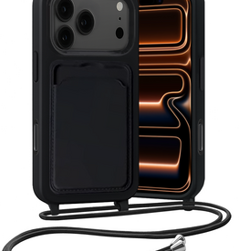 Nomfy Nomfy iPhone 17 Pro Max Hoesje Pashouder met Koord - Zwart