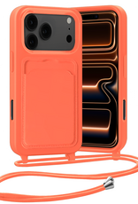 Nomfy Nomfy iPhone 17 Pro Max Hoesje Pashouder met Koord - Papaya