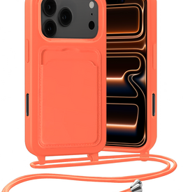 Nomfy Nomfy iPhone 17 Pro Max Hoesje Pashouder met Koord - Papaya