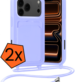 Nomfy Nomfy iPhone 17 Pro Max Hoesje Pashouder met Koord - Lila - 2 PACK