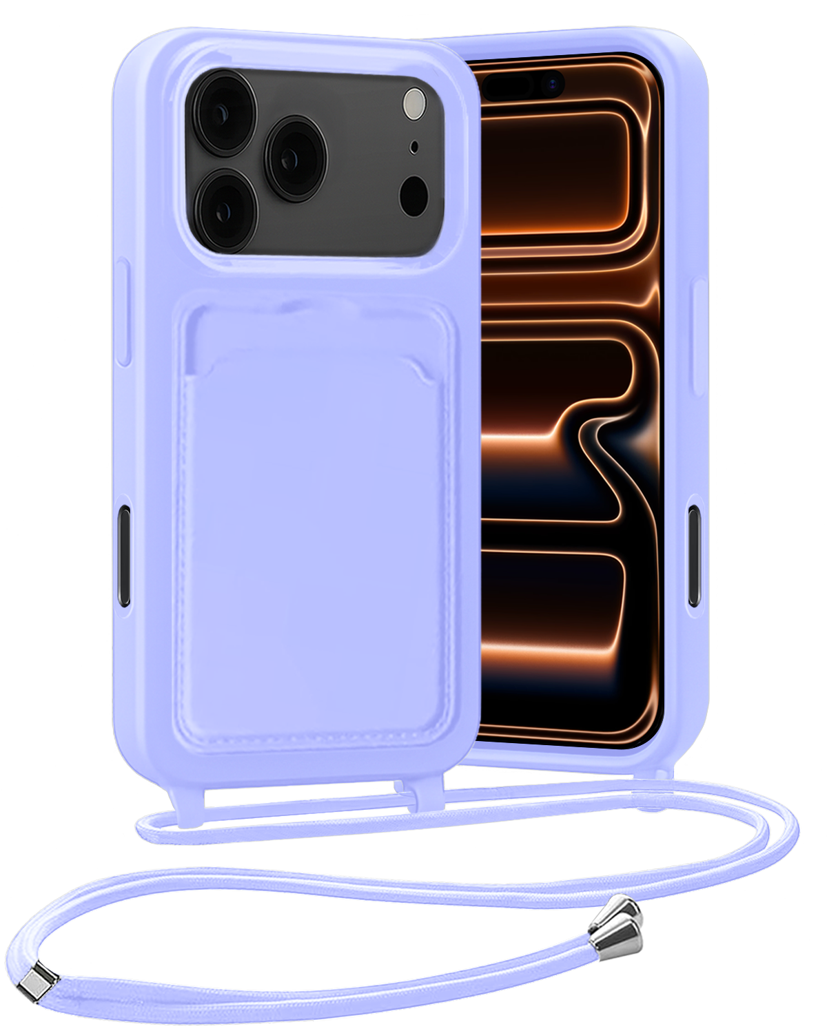 Nomfy Nomfy iPhone 17 Pro Max Hoesje Pashouder met Koord - Lila