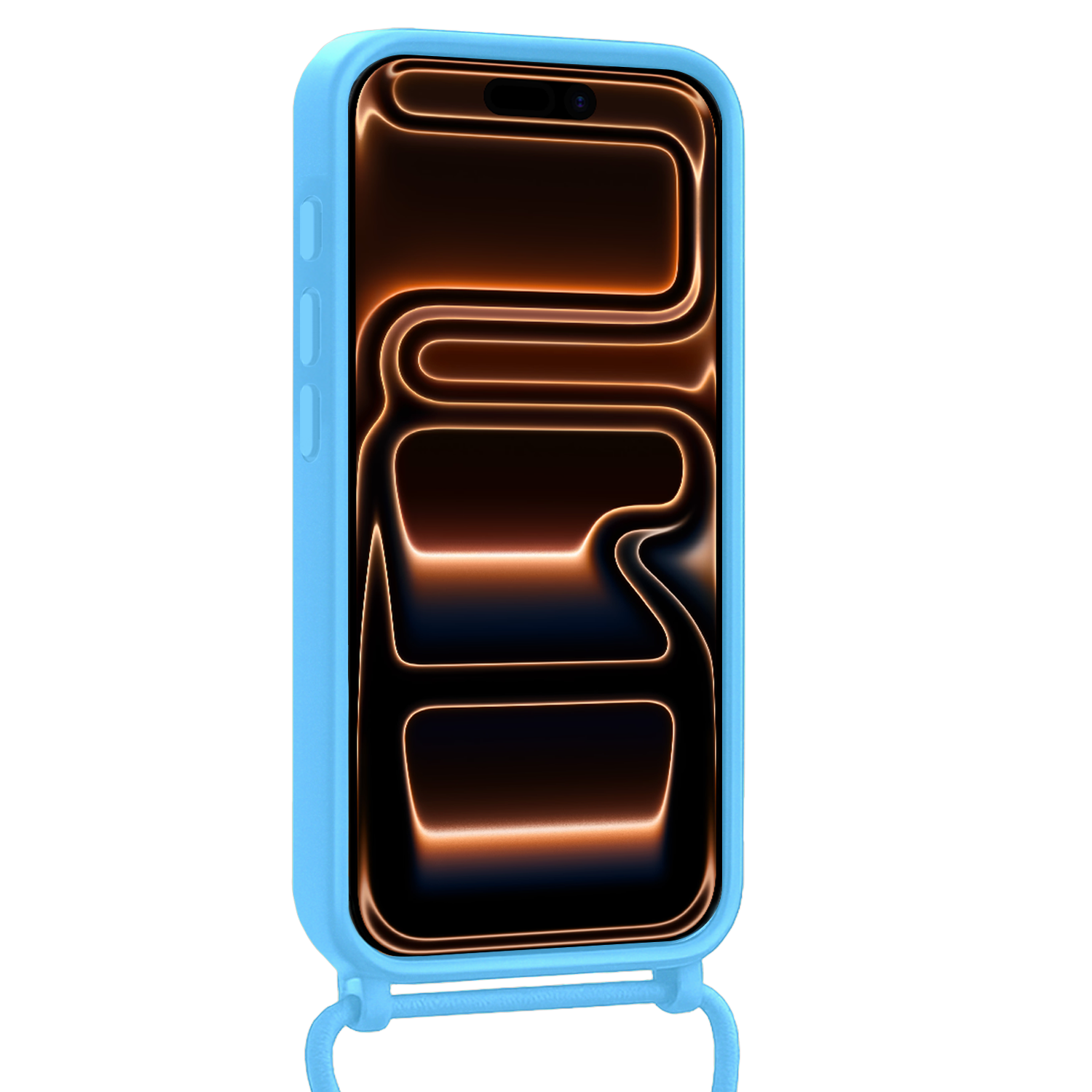 Nomfy Nomfy iPhone 17 Pro Max Hoesje Pashouder met Koord Met 2x Screenprotector - Lichtblauw