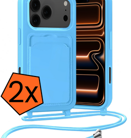 Nomfy Nomfy iPhone 17 Pro Max Hoesje Pashouder met Koord - Lichtblauw - 2 PACK