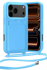 Nomfy Nomfy iPhone 17 Pro Max Hoesje Pashouder met Koord - Lichtblauw