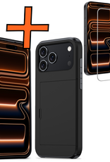 Nomfy Nomfy iPhone 17 Pro Hoesje Pashouder Hard Met Screenprotector - Zwart