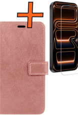 Nomfy Nomfy iPhone 17 Pro Hoesje Bookcase Met Screenprotector - Rose Goud