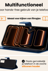 Nomfy Nomfy iPhone 17 Pro Hoesje Bookcase Met Screenprotector - Donkerblauw