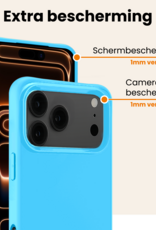 Nomfy Nomfy iPhone 17 Pro Max Hoesje Siliconen Met 2x Screenprotector Met Dichte Notch - Lichtblauw