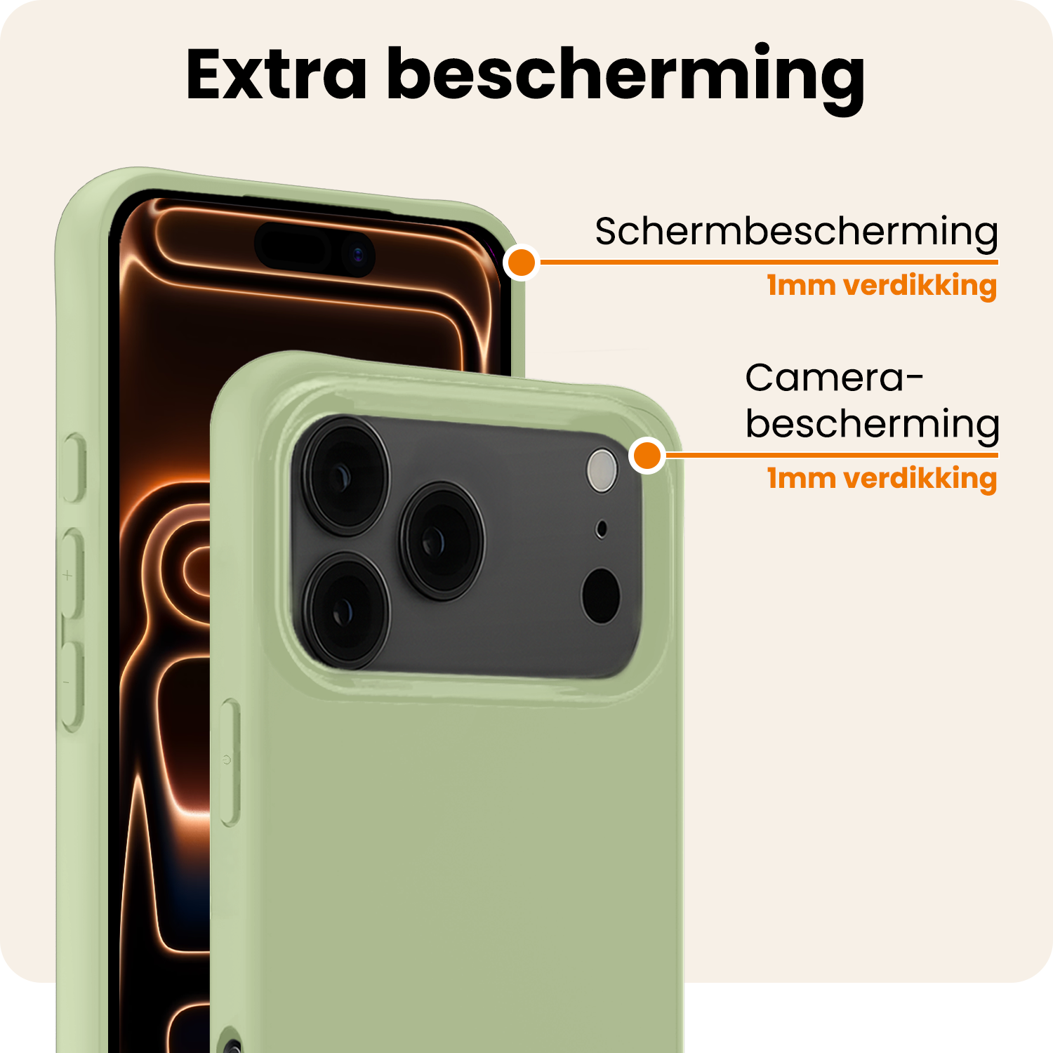 Nomfy Nomfy iPhone 17 Pro Max Hoesje Siliconen Met 2x Screenprotector Met Dichte Notch - Groen