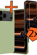 Nomfy Nomfy iPhone 17 Pro Max Hoesje Siliconen Met 2x Screenprotector Met Dichte Notch - Groen