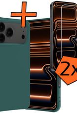 Nomfy Nomfy iPhone 17 Pro Max Hoesje Siliconen Met 2x Screenprotector Met Dichte Notch - Donkergroen