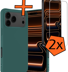 Nomfy Nomfy iPhone 17 Pro Max Hoesje Siliconen Met 2x Screenprotector Met Dichte Notch - Donkergroen