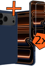 Nomfy Nomfy iPhone 17 Pro Max Hoesje Siliconen Met 2x Screenprotector Met Dichte Notch - Donkerblauw