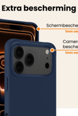 Nomfy Nomfy iPhone 17 Pro Max Hoesje Siliconen Met 2x Screenprotector Met Dichte Notch - Donkerblauw