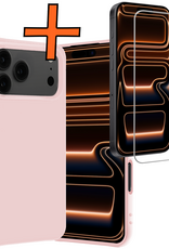 Nomfy Nomfy iPhone 17 Pro Max Hoesje Siliconen Met Screenprotector Met Dichte Notch - Lichtroze