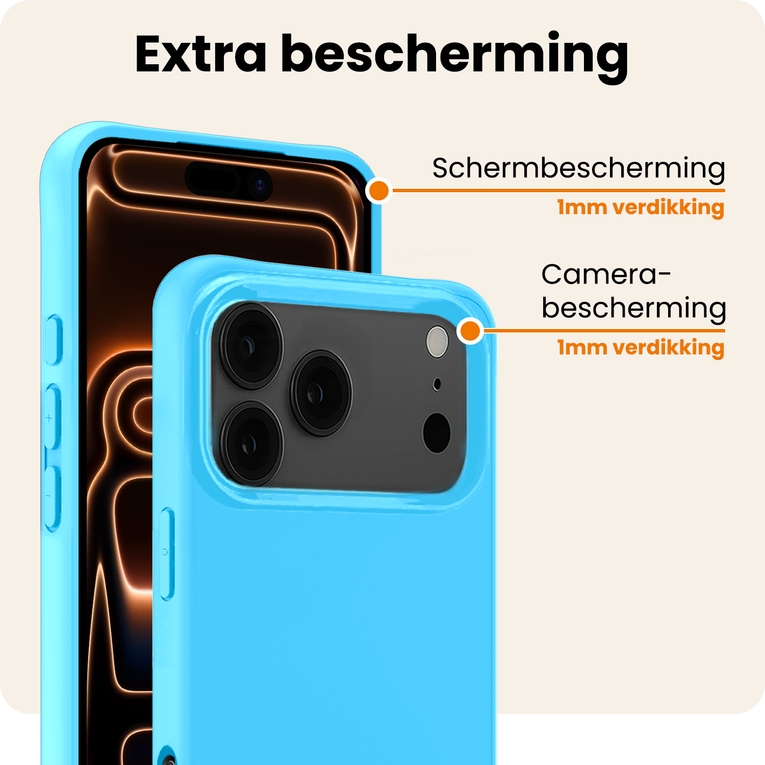 Nomfy Nomfy iPhone 17 Pro Max Hoesje Siliconen Met Screenprotector Met Dichte Notch - Lichtblauw
