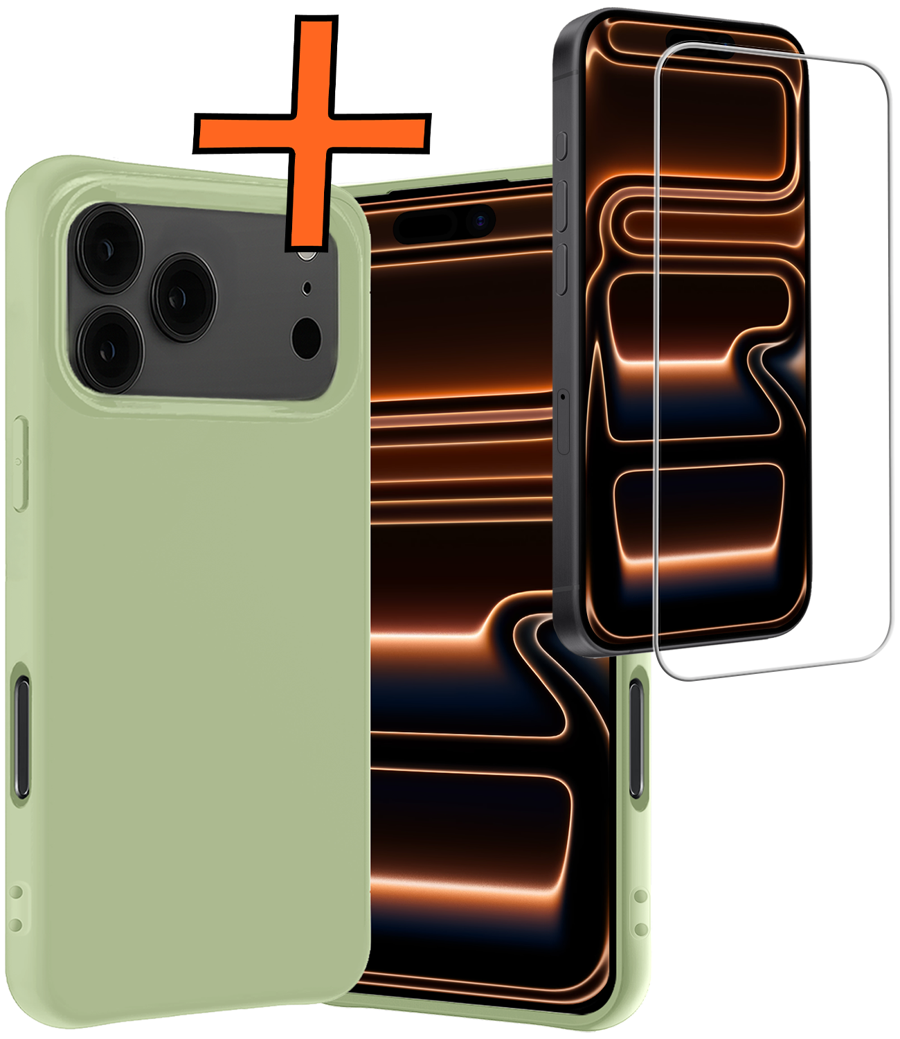 Nomfy Nomfy iPhone 17 Pro Max Hoesje Siliconen Met Screenprotector Met Dichte Notch - Groen