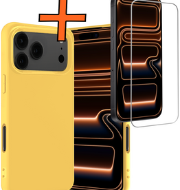 Nomfy Nomfy iPhone 17 Pro Max Hoesje Siliconen Met Screenprotector Met Dichte Notch - Geel