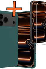 Nomfy Nomfy iPhone 17 Pro Max Hoesje Siliconen Met Screenprotector Met Dichte Notch - Donkergroen