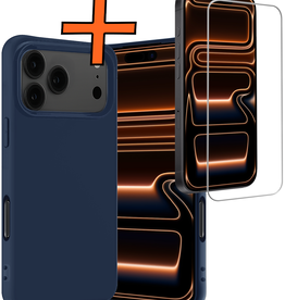 Nomfy Nomfy iPhone 17 Pro Max Hoesje Siliconen Met Screenprotector Met Dichte Notch - Donkerblauw