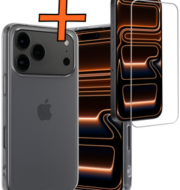 Nomfy Nomfy iPhone 17 Pro Hoesje Siliconen Met Screenprotector Met Dichte Notch - Transparant